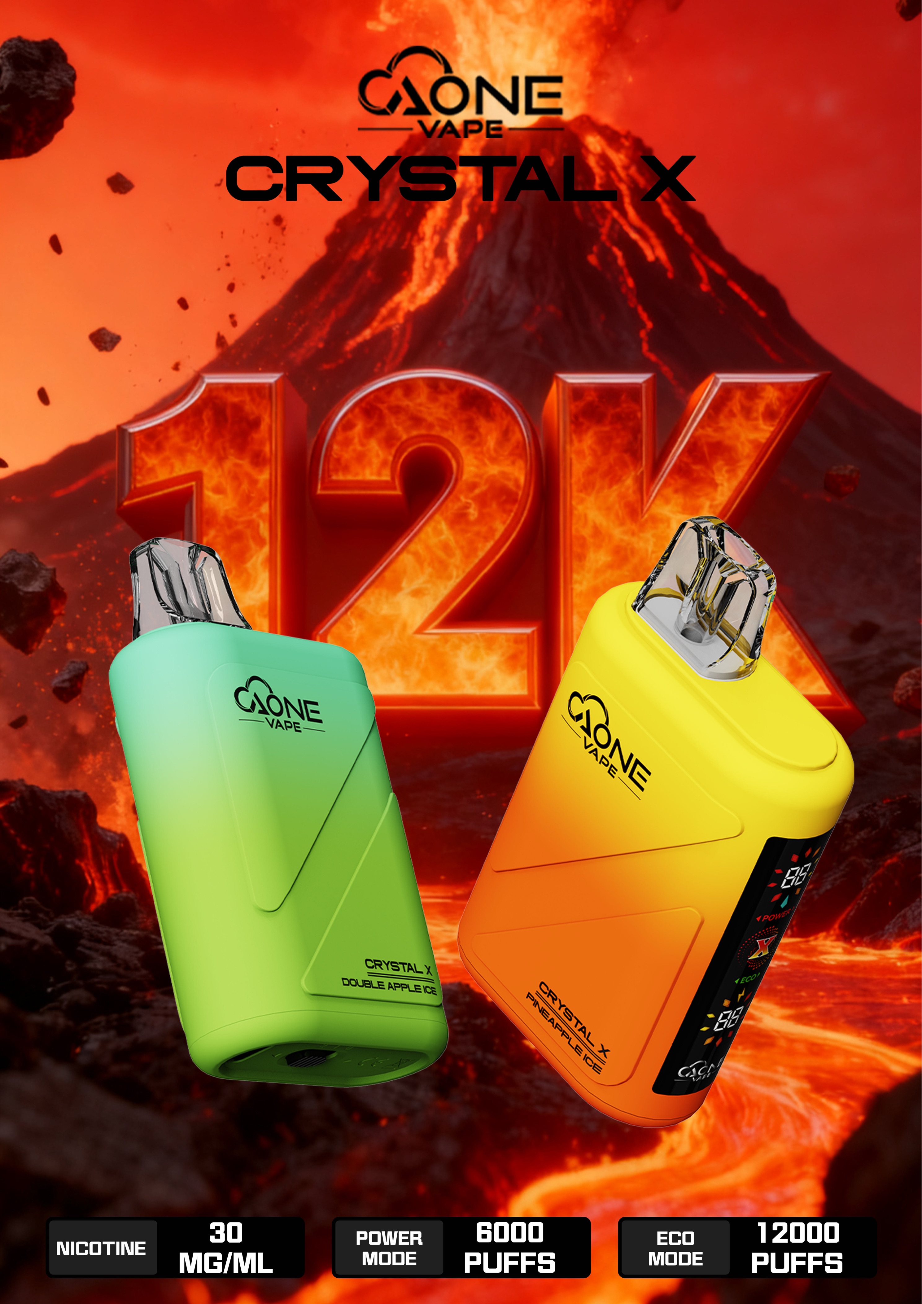 AONE Crystal X 水晶 2 代｜12000 口大容量一次性電子煙(內部升級。新批次準備中)
